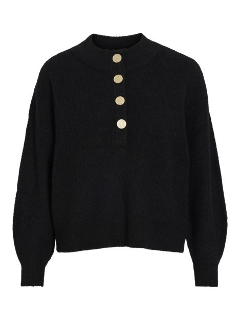 VIALVA HIGHNECK L/S BUTTON KNIT